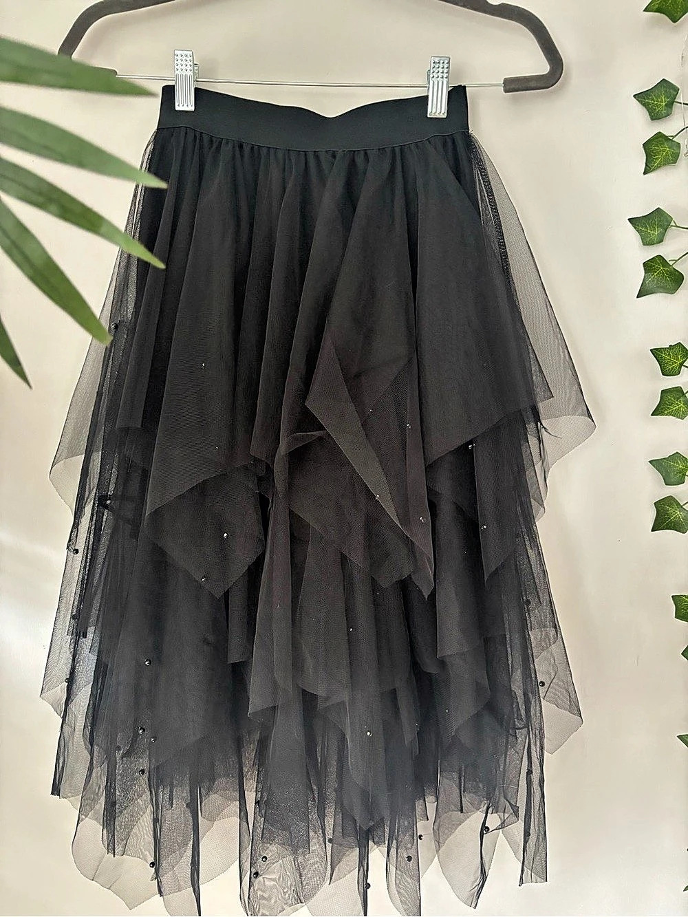 Black Layered Tulle Maxi Skirt